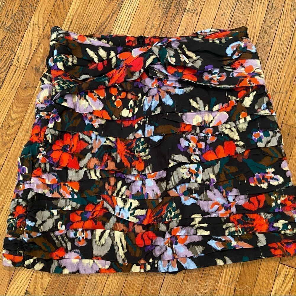 Zara black floral mini skirt